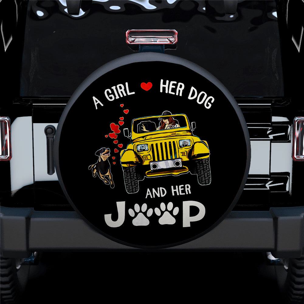 A Girl Love Her Dog And Her Jeep Yellow Car Spare Tire Covers Gift For Campers Nearkii