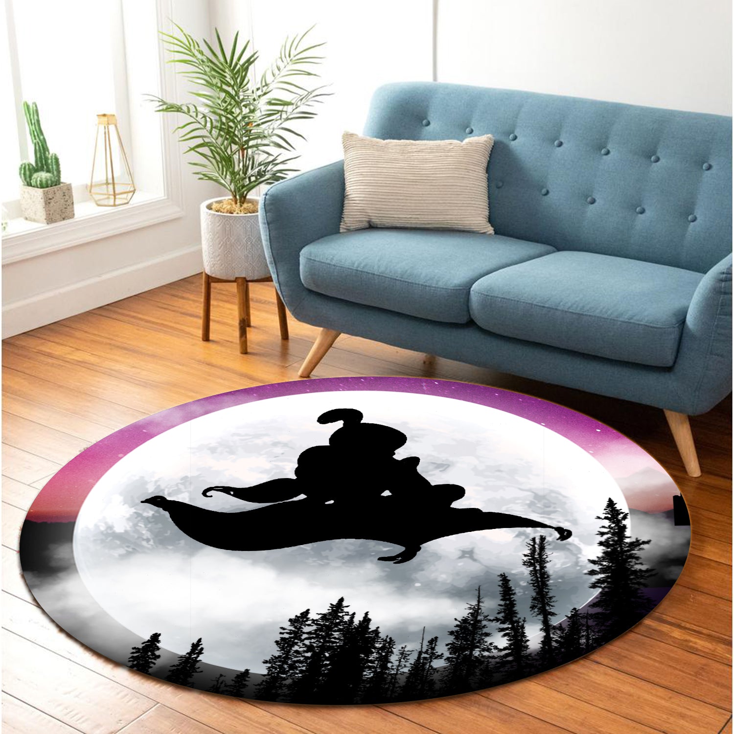 Aladin Moon Night Round Carpet Rug Bedroom Livingroom Home Decor Nearkii