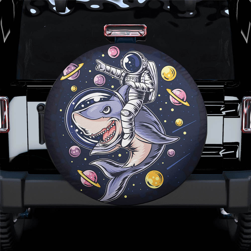 Astronauts Ride A Shark In Space Spare Tire Cover Gift For Campers Nearkii