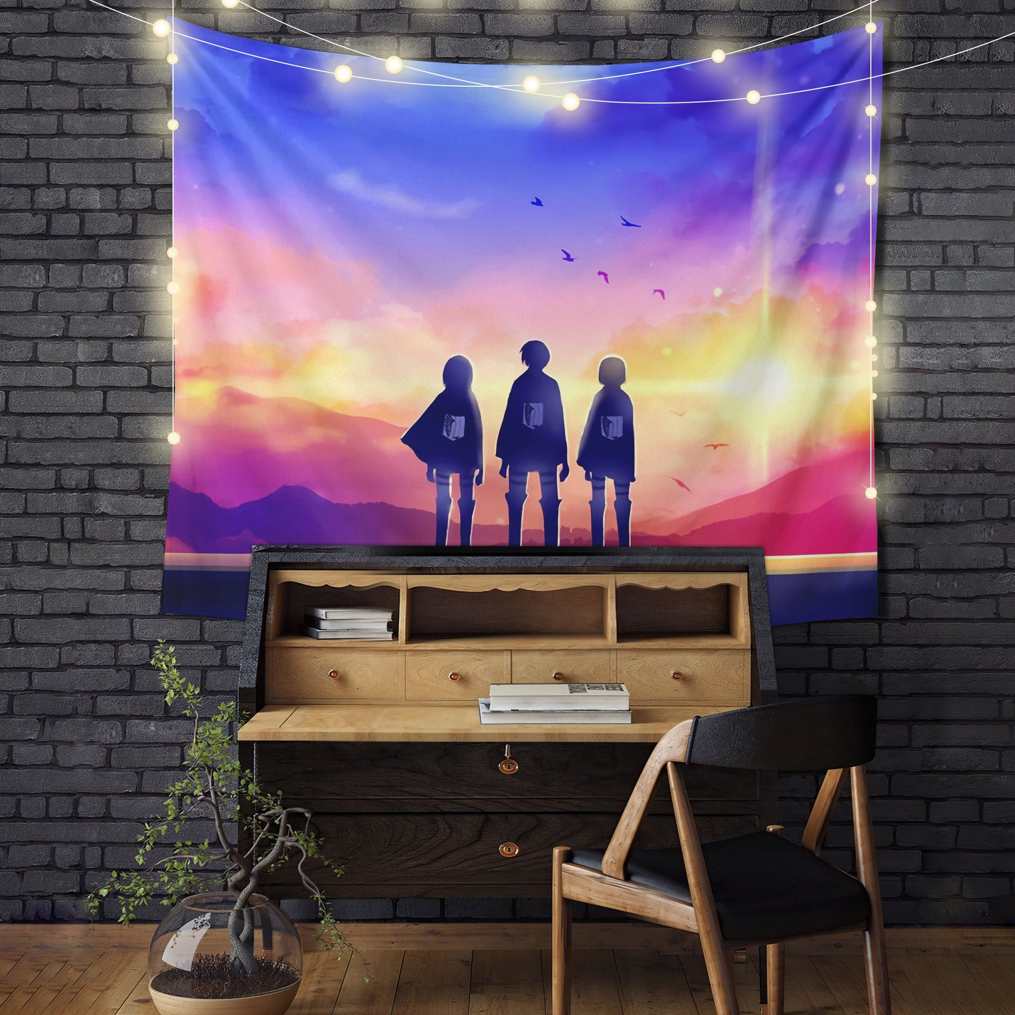 Attack On Titan Sunset Anime Tapestry Room Decor Nearkii