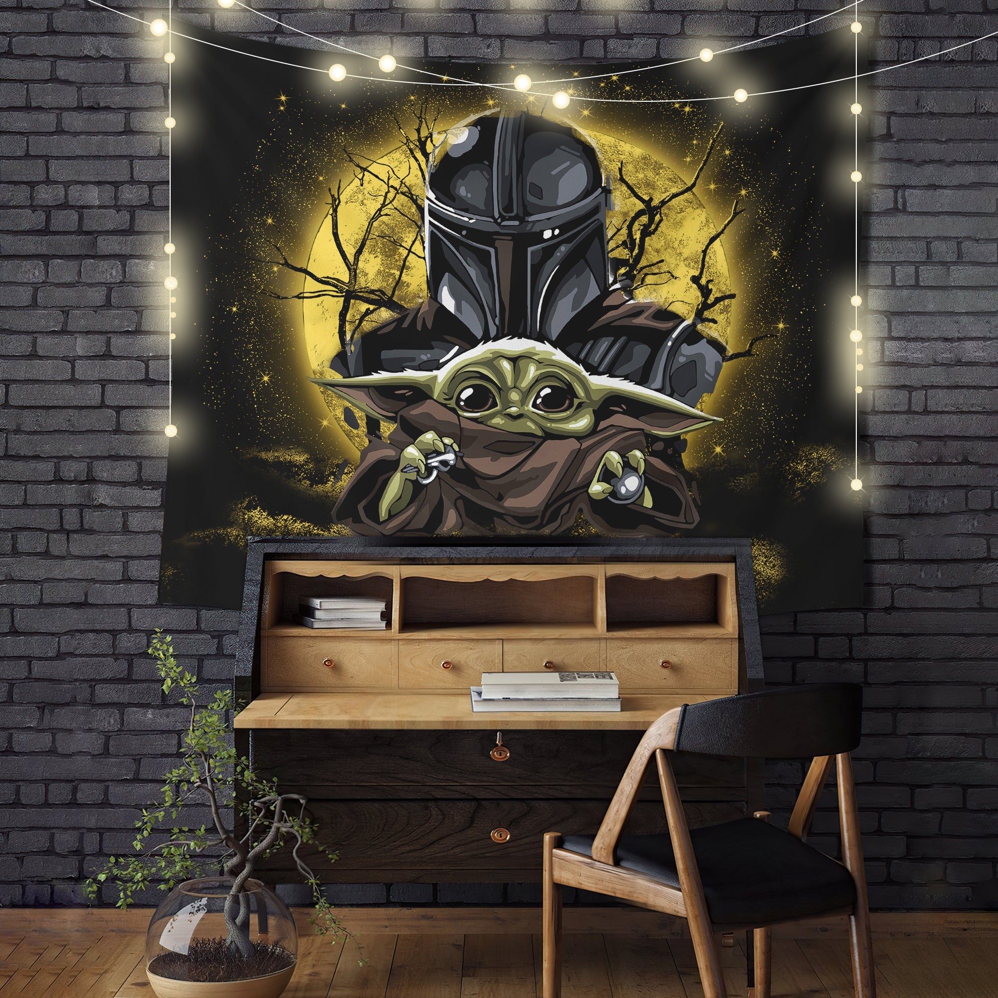 Baby Yoda Mandalorian Moonlight Tapestry Room Decor Nearkii