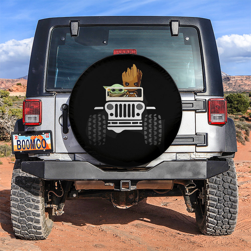 Baby Yoda And Groot Jeep Car Spare Tire Covers Gift For Campers Nearkii