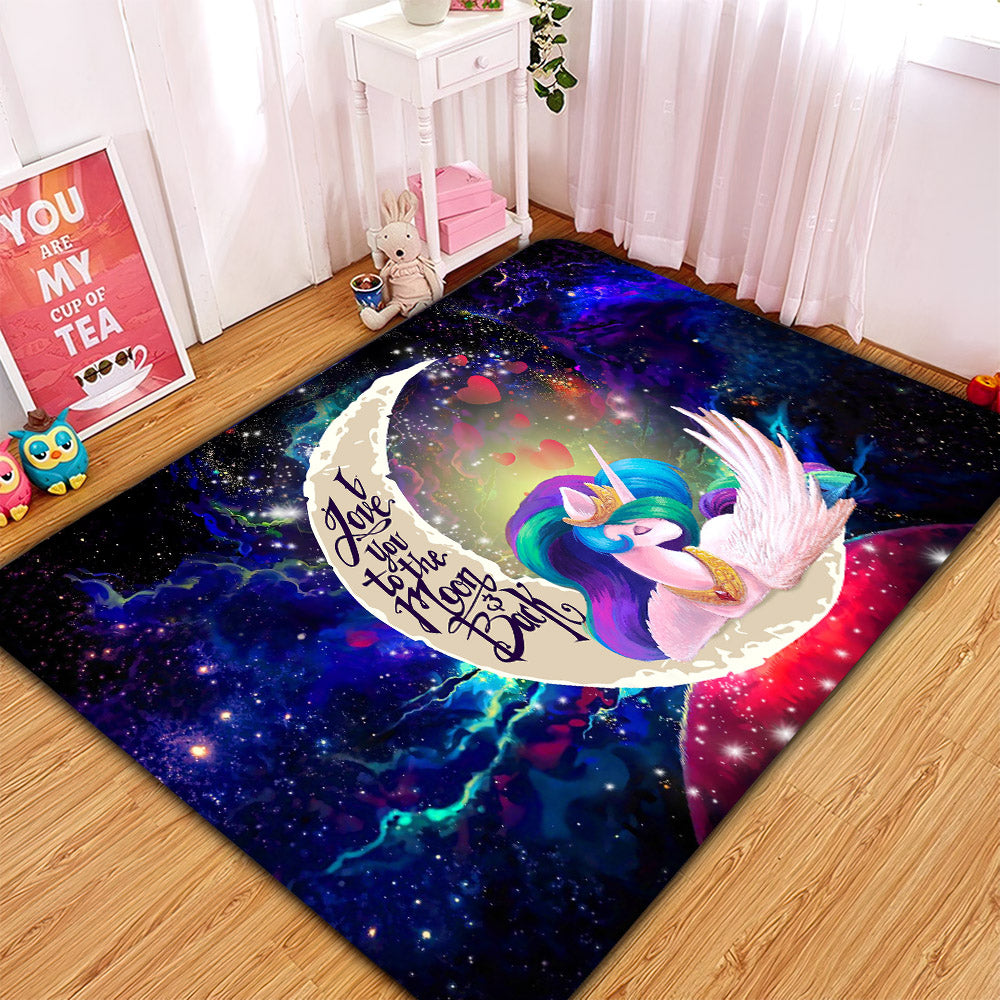 Beauty Unicorn Dog Love You To The Moon Galaxy Rug Carpet Rug Home Room Decor Nearkii