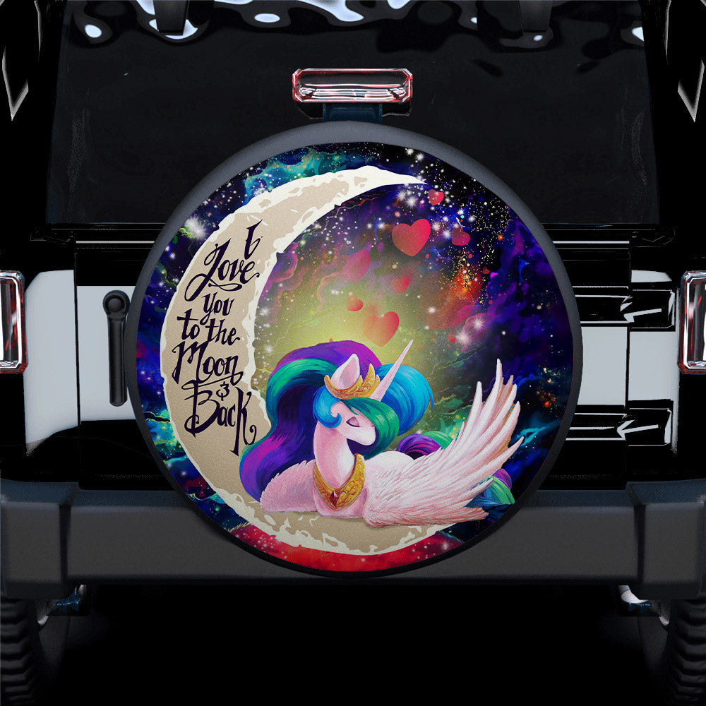 Beauty Unicorn Love You To The Moon Galaxy Car Spare Tire Covers Gift For Campers Nearkii