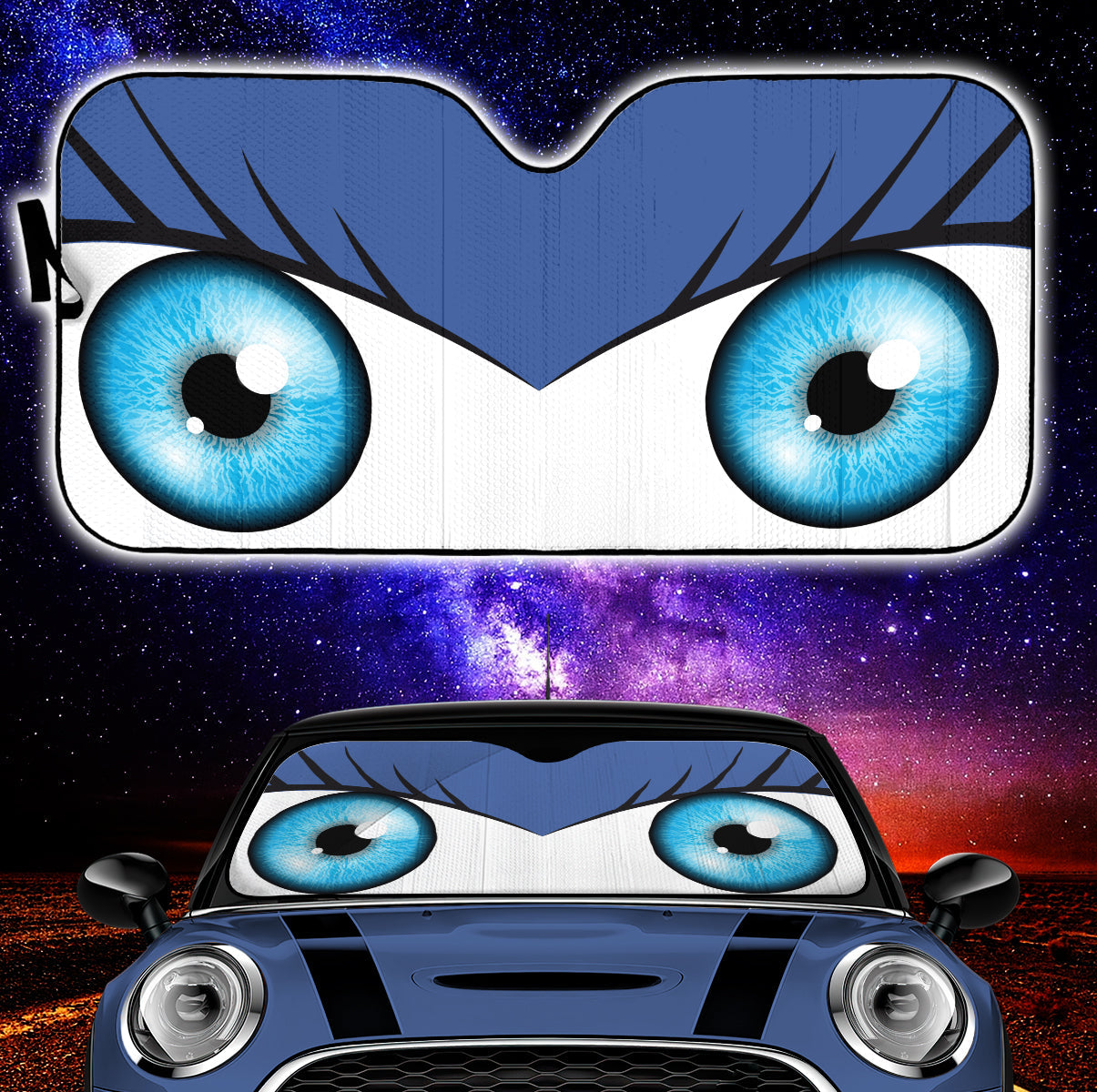 Blue Cute Eyes Cartoon Auto Sun Shades Nearkii