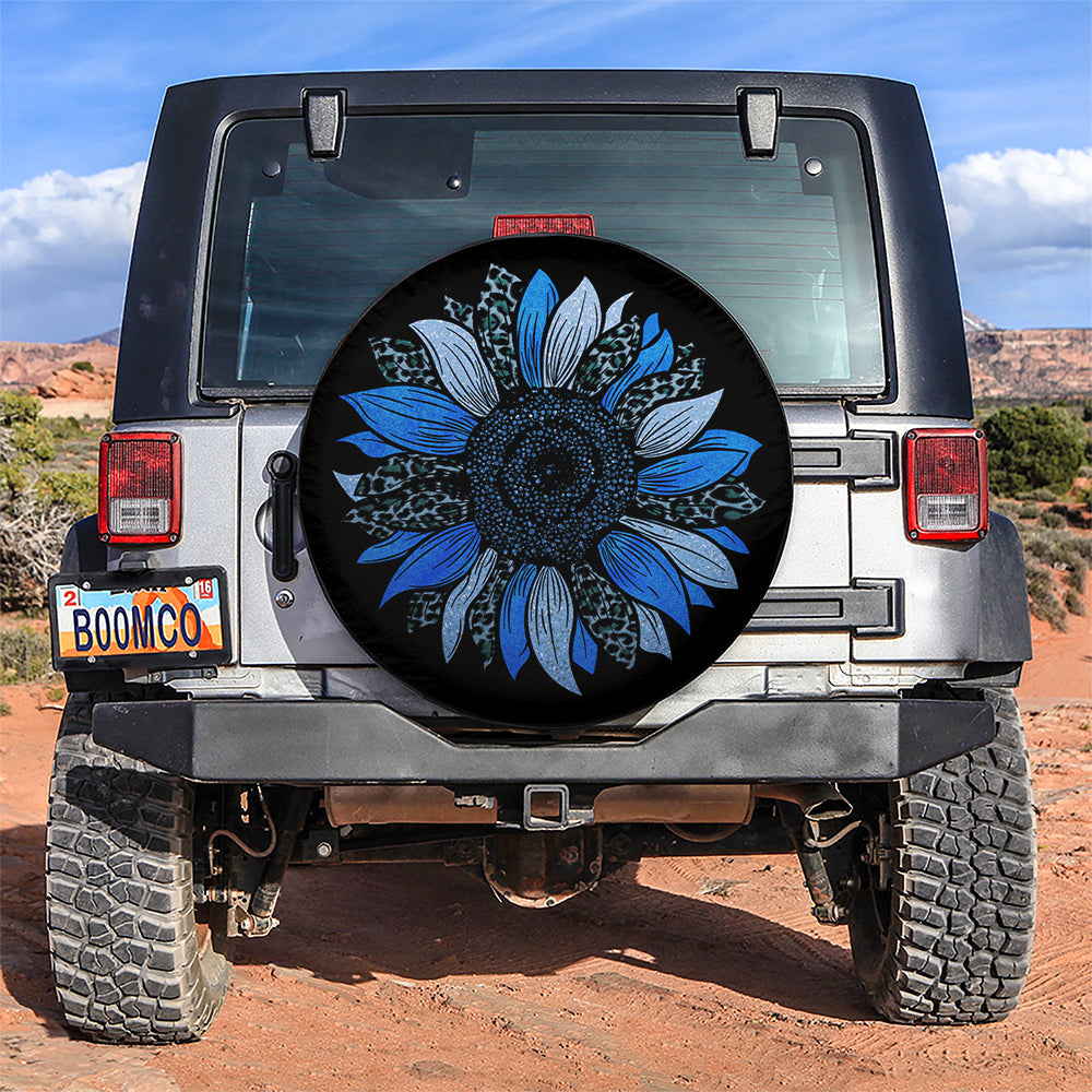 Blue Cheetah Sunflower Jeep Car Spare Tire Covers Gift For Campers Nearkii