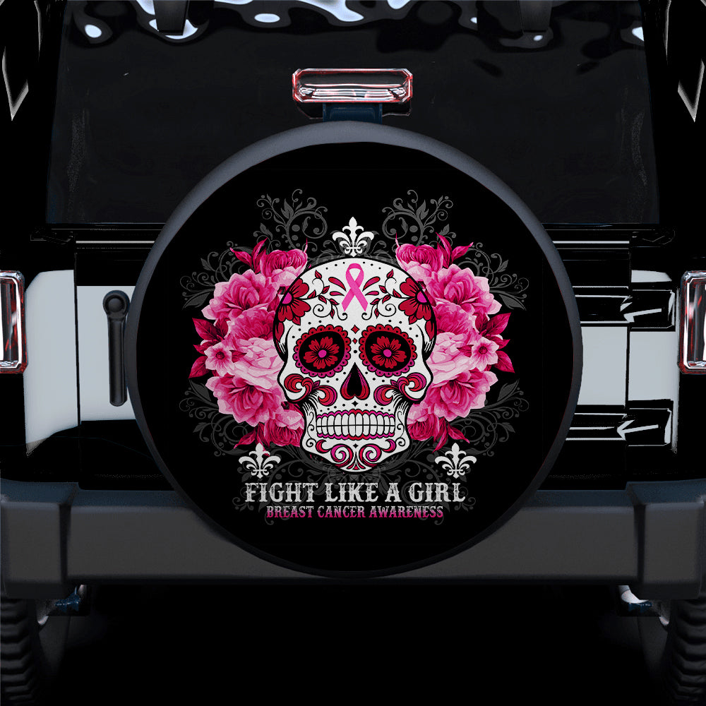 Fight Like A Girl Skull Art Jeep Car Spare Tire Cover Gift For Campers Nearkii