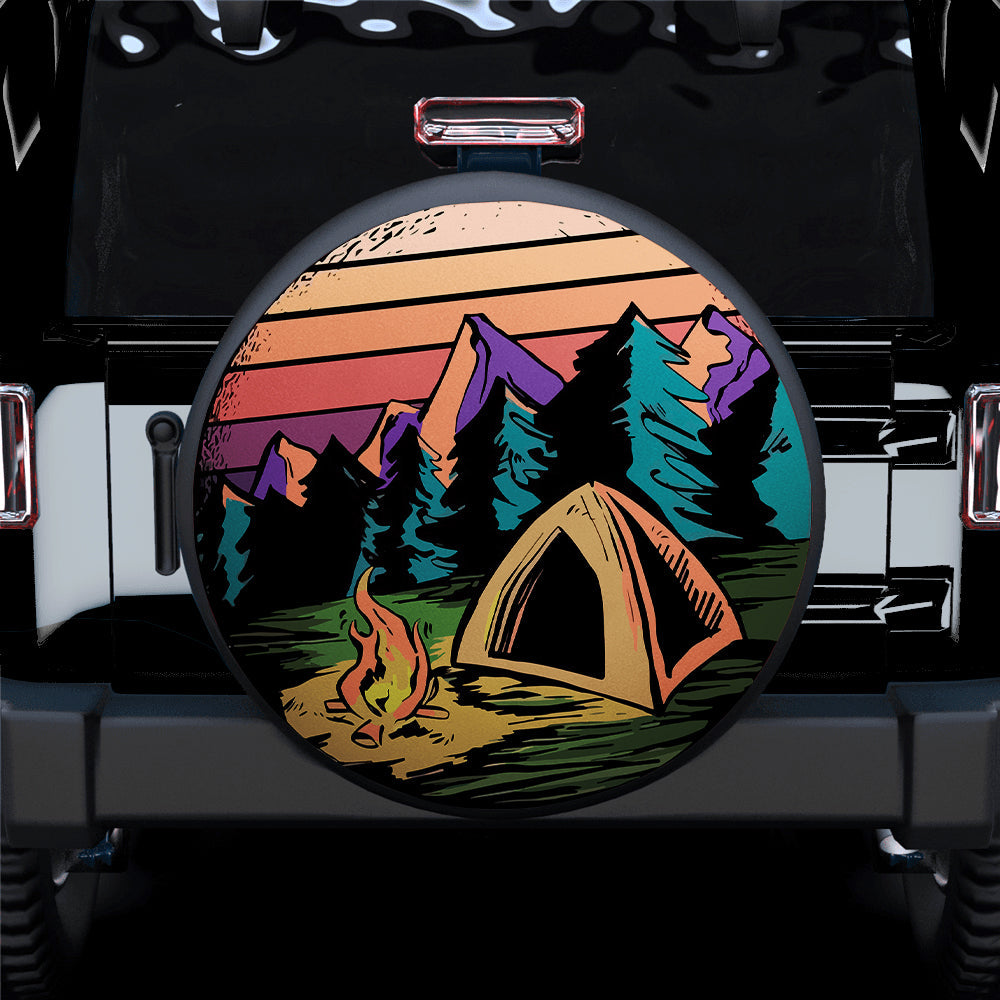 Retro Camping Site Car Spare Tire Cover Gift For Campers Nearkii