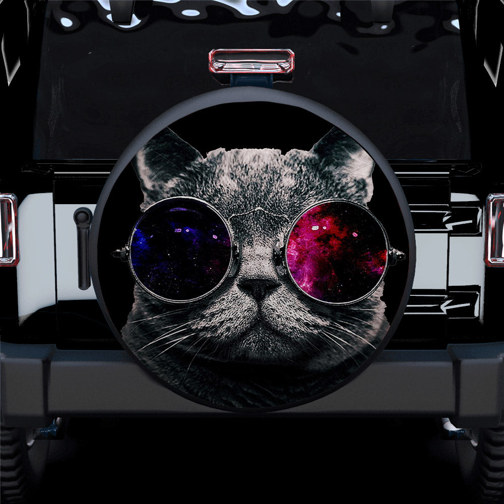 Cat Glasses Space Abstract Car Spare Tire Covers Gift For Campers Nearkii