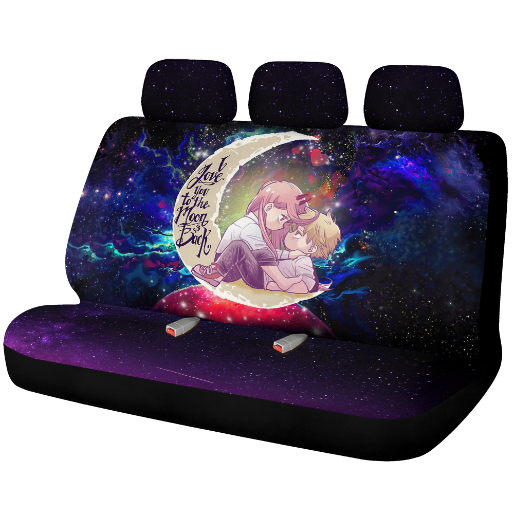 Chainsaw Man Denji x Power Love You To The Moon Galaxy Car Back Seat Covers Decor Protectors Nearkii