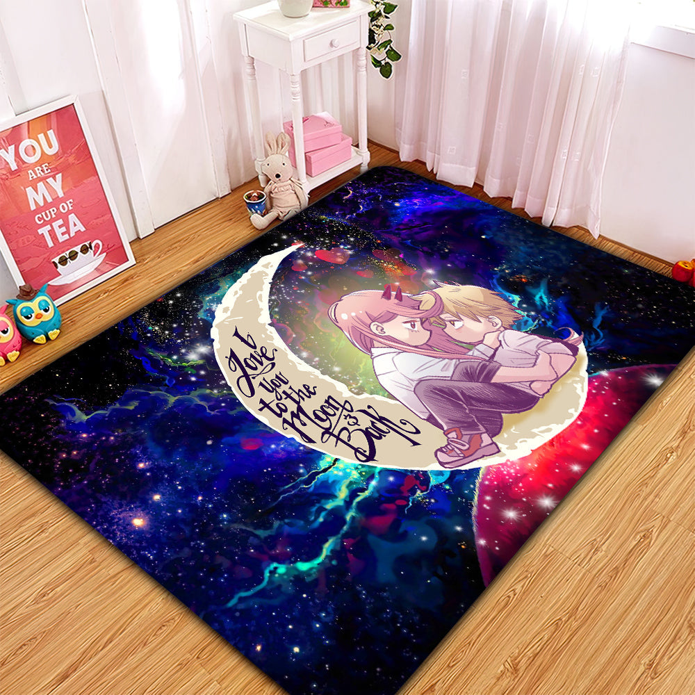 Chainsaw Man Denji x Power Love You To The Moon Galaxy Rug Carpet Rug Home Room Decor Nearkii