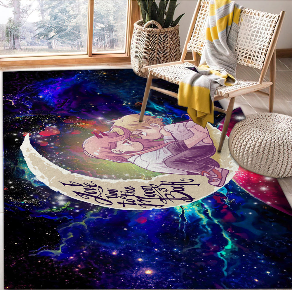 Chainsaw Man Denji x Power Love You To The Moon Galaxy Rug Carpet Rug Home Room Decor Nearkii