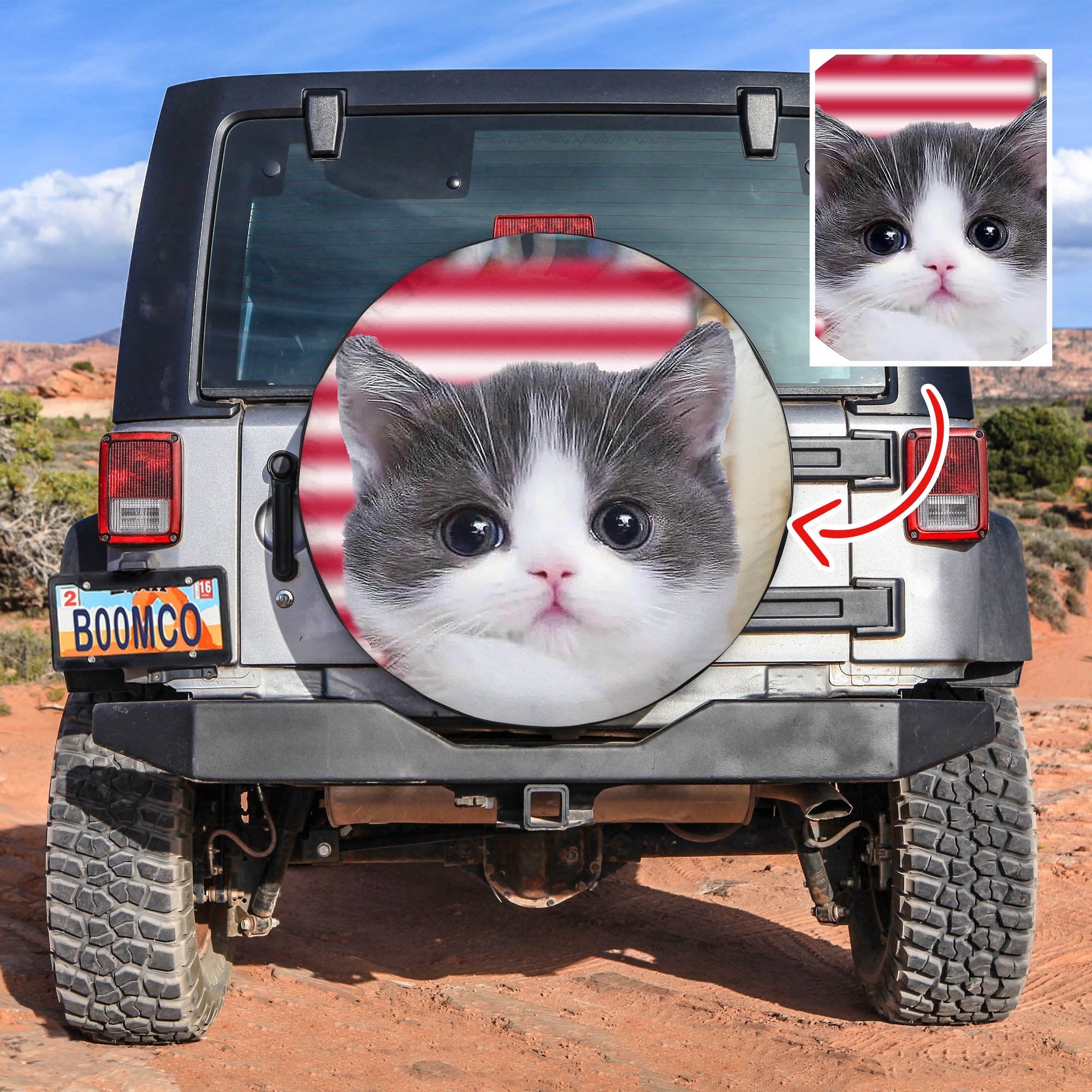 Personalized Custom Pet Cute Cat Funny Spare Tire Covers Gift For Campers Nearkii