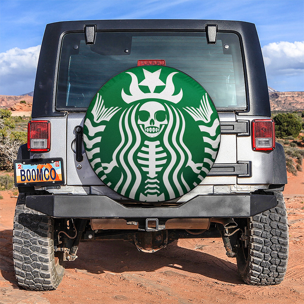 Coffee Frappuccino Mermaid Skull Car Spare Tire Covers Gift For Campers Nearkii