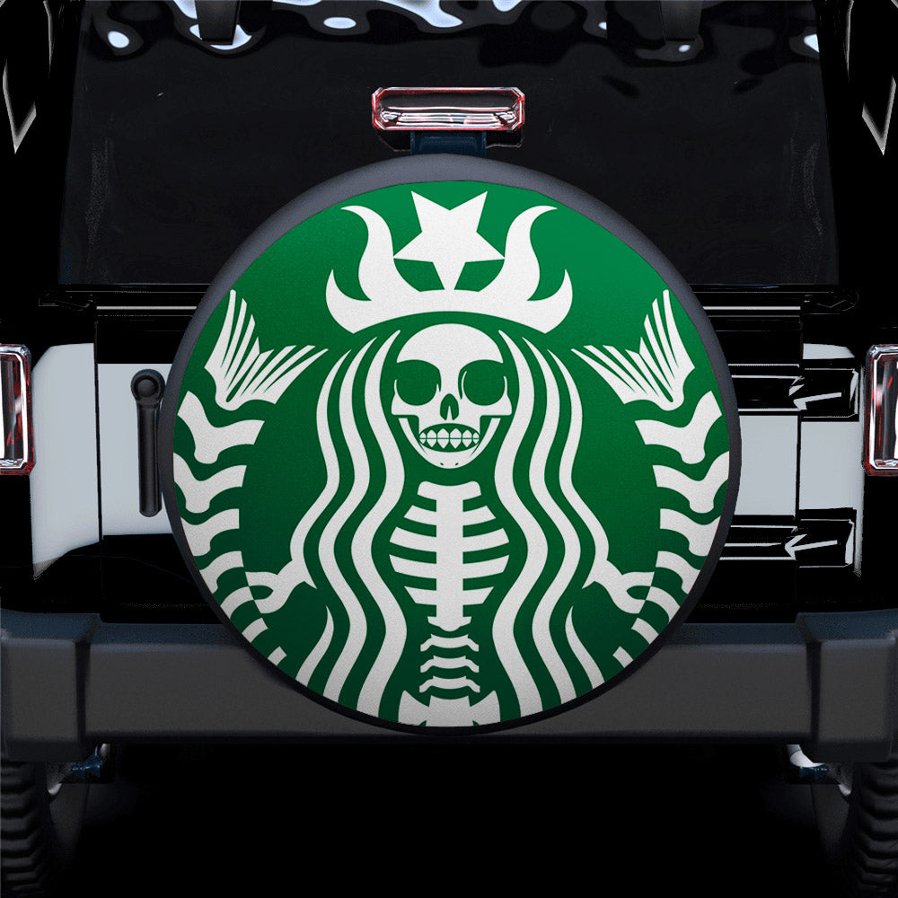 Coffee Frappuccino Mermaid Skull Car Spare Tire Covers Gift For Campers Nearkii