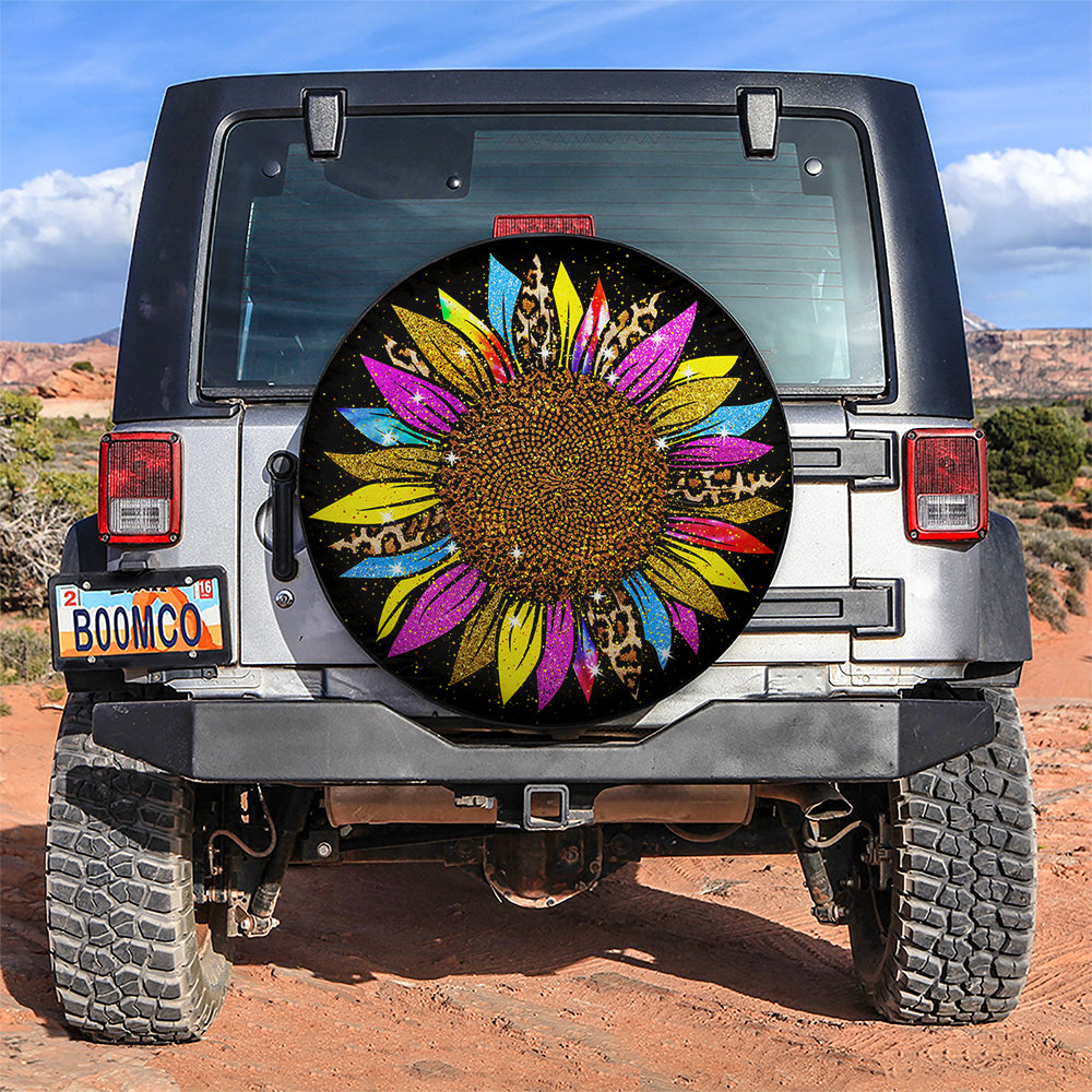 Colorful Sunflower Leopard Car Spare Tire Covers Gift For Campers Nearkii