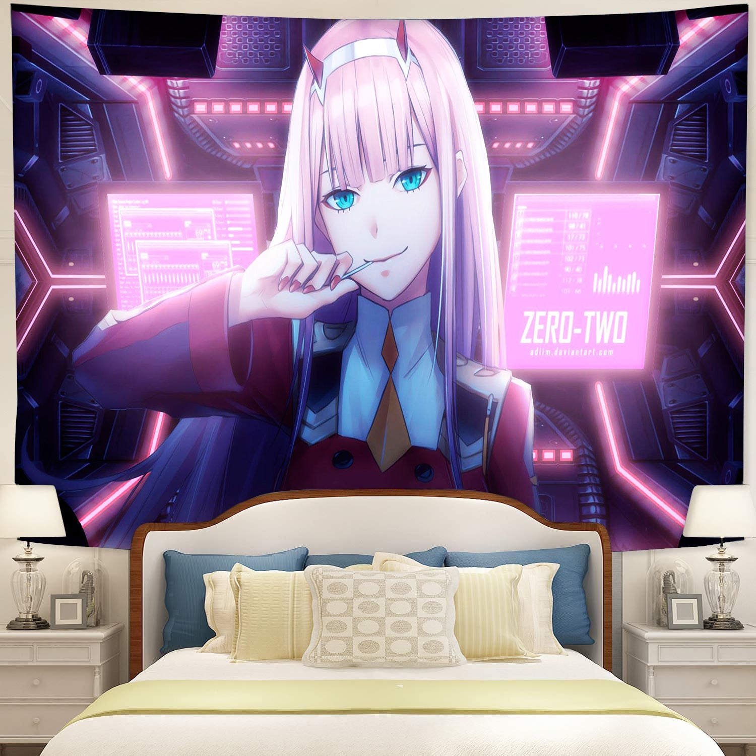 Darling In The Franxx Zero Two Anime Girl Tapestry Room Decor Nearkii