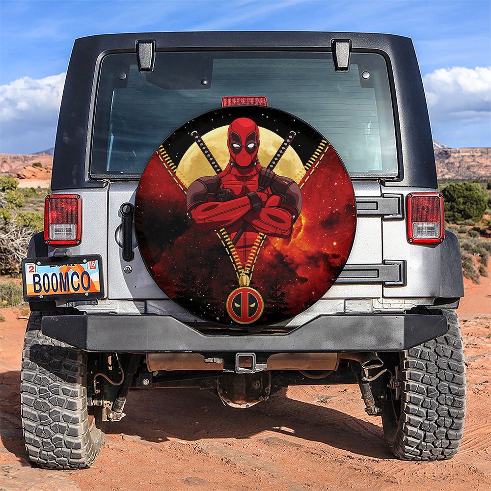 Deadpool Darkness Zipper Car Spare Tire Covers Gift For Campers Nearkii