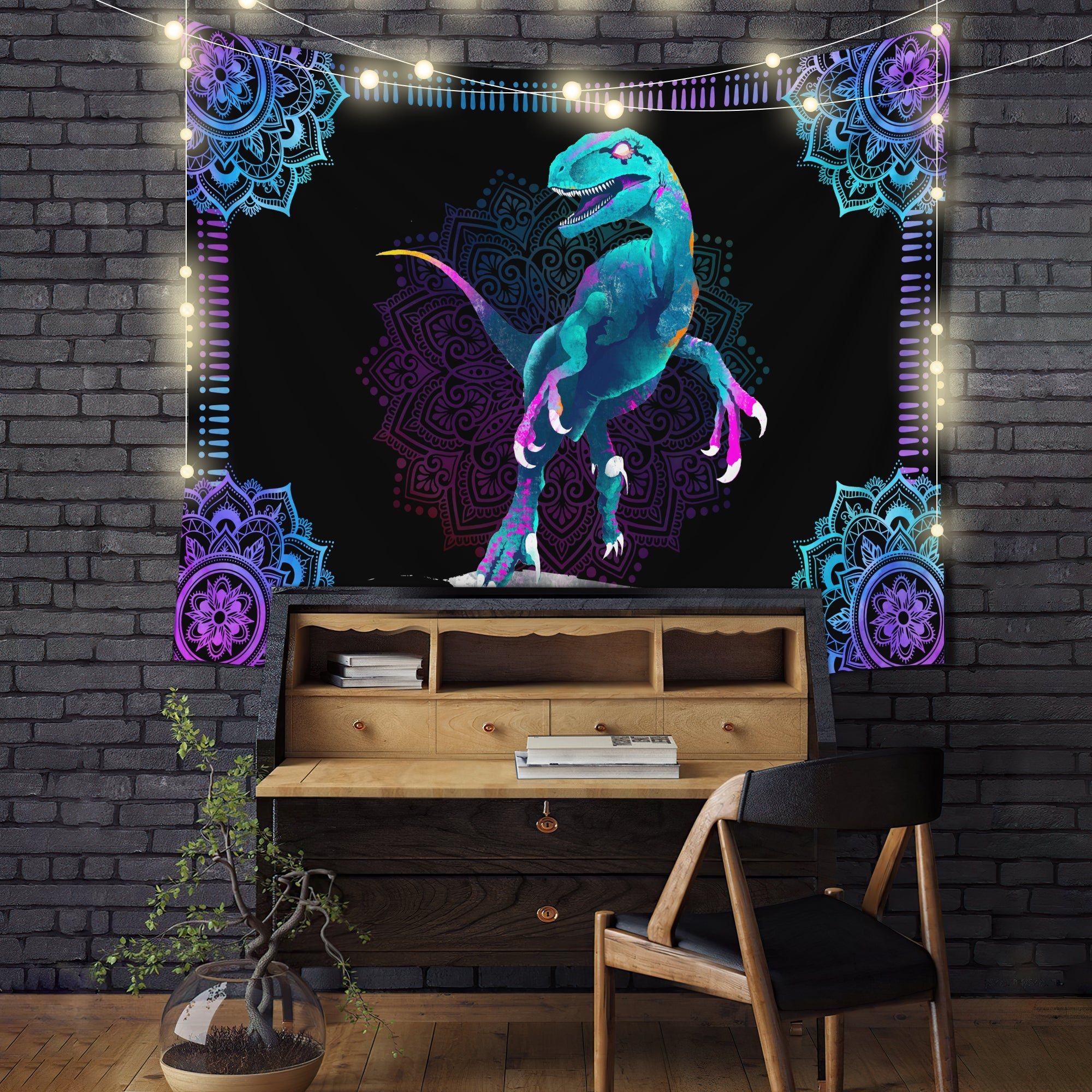 Dinosaur Mandala Tapestry Room Decor Nearkii