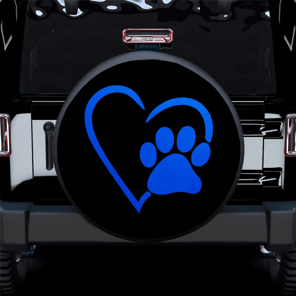 Dog Paw Heart Blue Car Spare Tire Covers Gift For Campers Nearkii