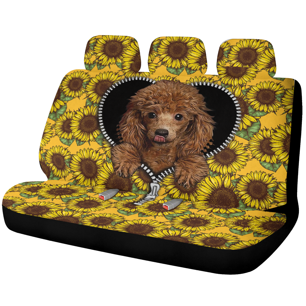 Dog Zipper Sunflower Car Back Seat Covers Decor Protectors Nearkii