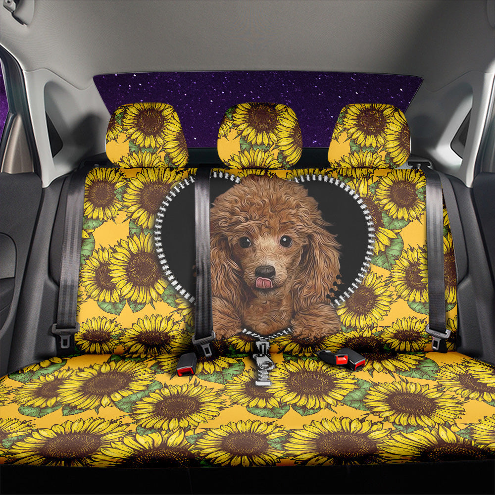 Dog Zipper Sunflower Car Back Seat Covers Decor Protectors Nearkii