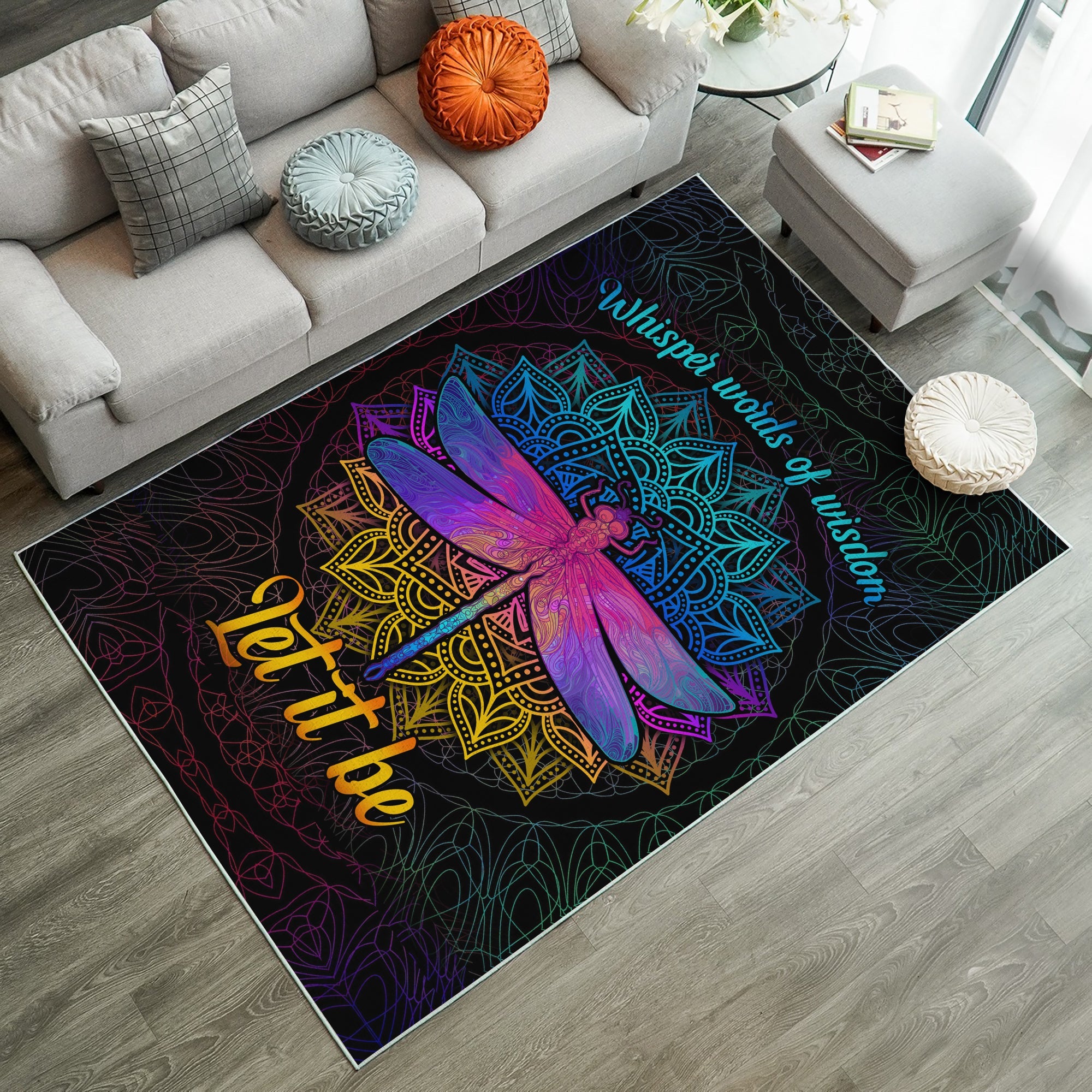 Dragonfly Mandala Let It Be Rug Carpet Rug Home Room Decor Nearkii