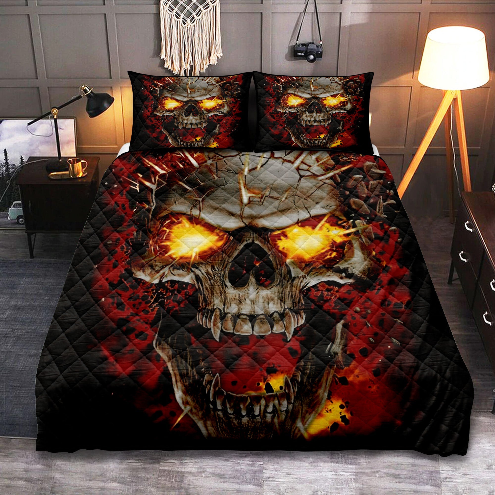 Fire Skull Quilt Bed Sets Nearkii