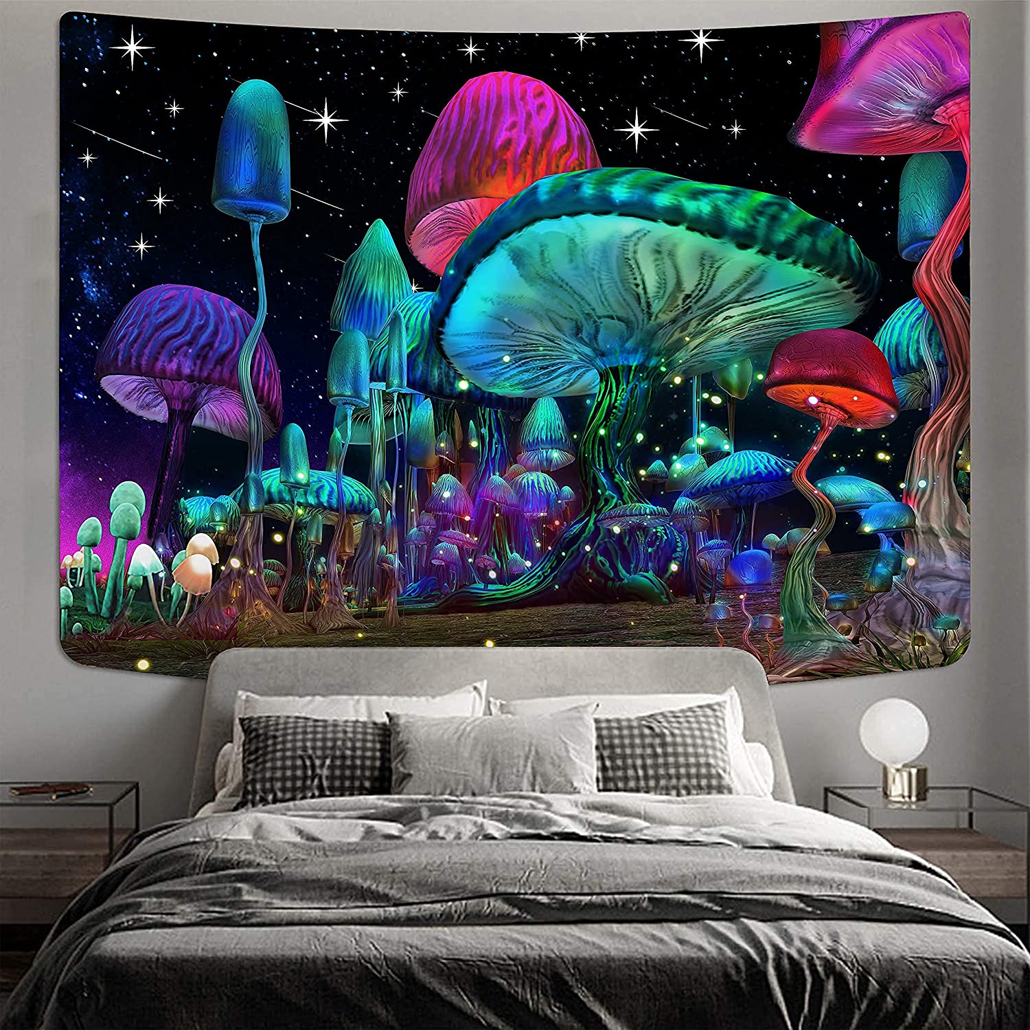 Fantasy Mushroom Night Tapestry Room Decor Nearkii