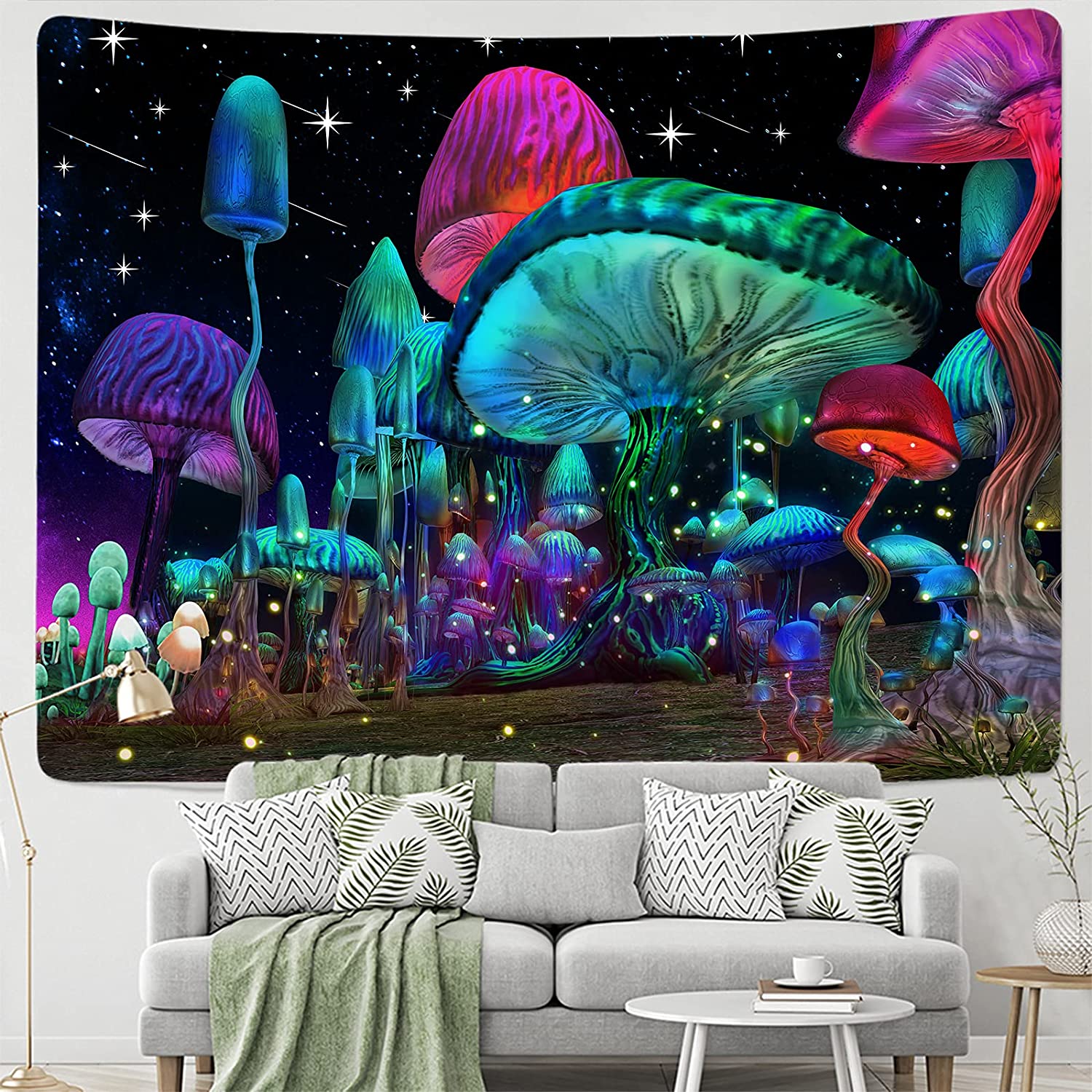 Fantasy Mushroom Night Tapestry Room Decor Nearkii