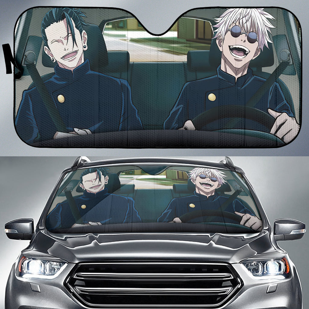 Jujutsu Kaisen Gojo And Geto Driving Car Auto Sunshades Nearkii