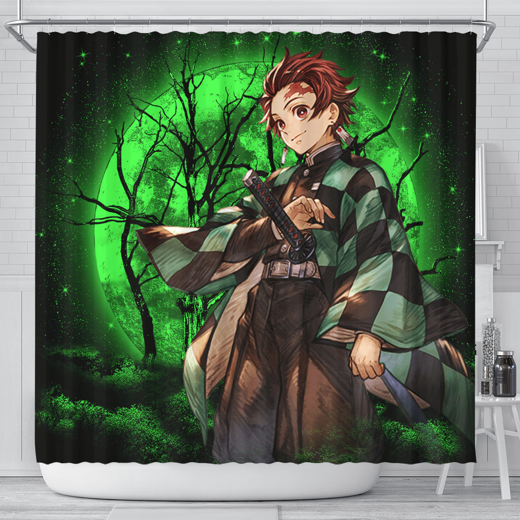 Tanjiro Anime Moonlight Shower Curtain Nearkii