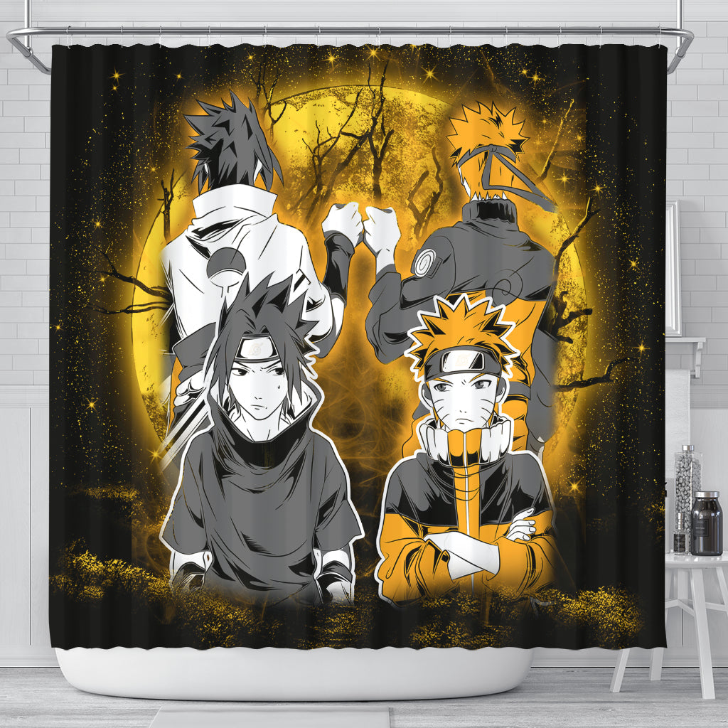 Naruto Sasuke Friends Anime Moonlight Shower Curtain Nearkii