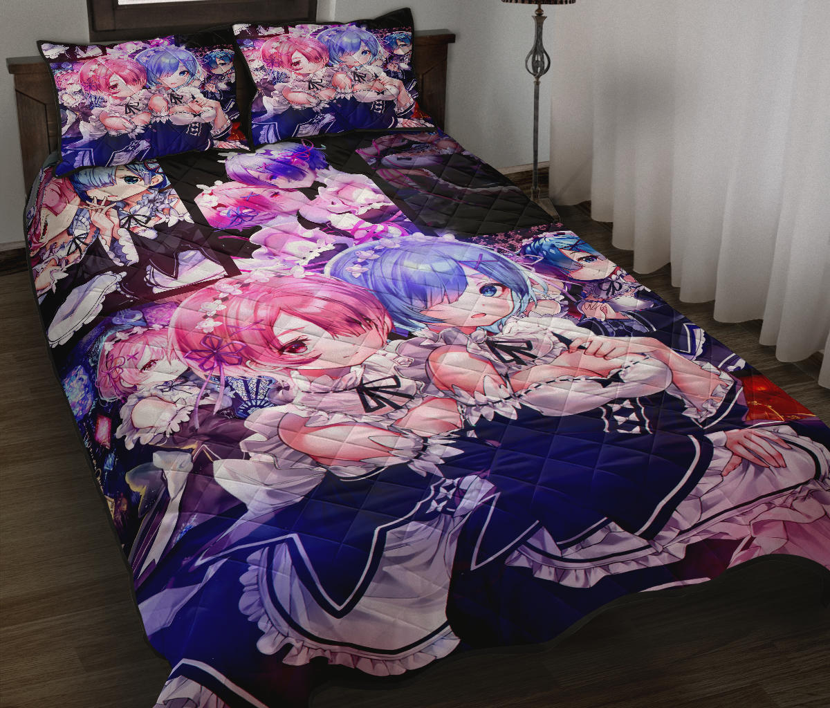 Ram And Rem Anime Girl Re Zero Quilt Bed Sets Nearkii