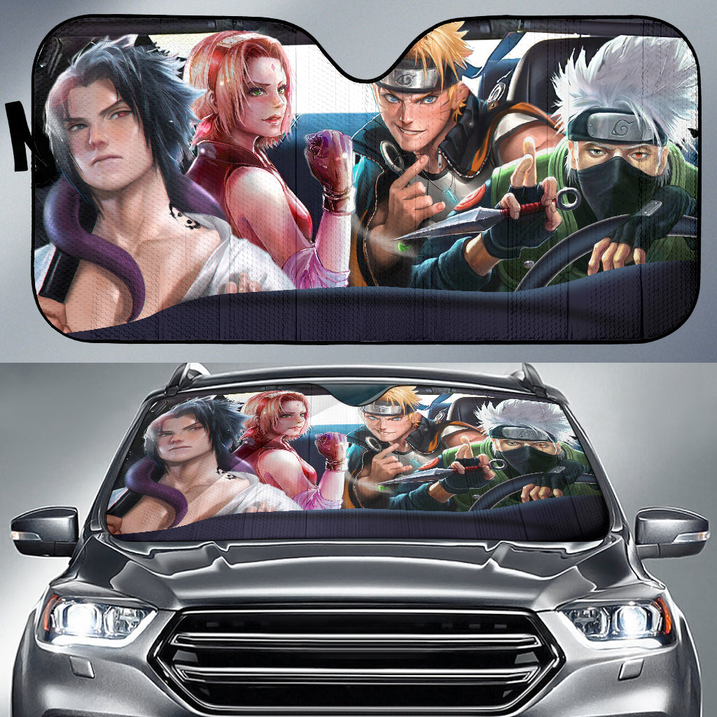 Naruto Sasuke Kakashi Team 7 Driving Anime Cool Funny Car Auto Sunshades Nearkii