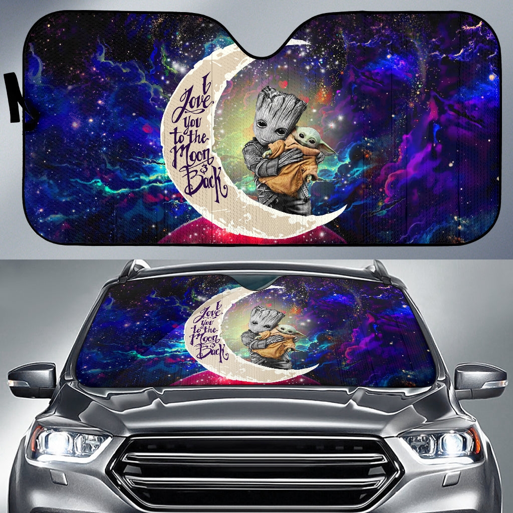 Groot Hold Baby Yoda Love You To The Moon Galaxy Car Auto Sunshades Nearkii