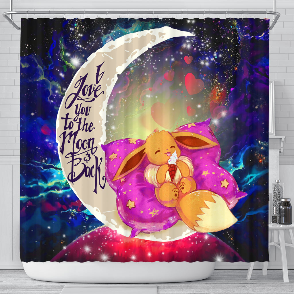 Cute Eevee Pokemon Sleep Night Love You To The Moon Galaxy Shower Curtain Nearkii