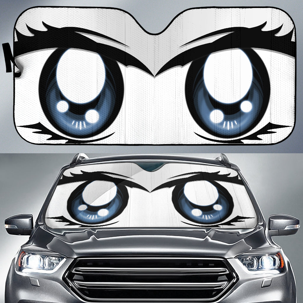 Cute Cartoon Eyes White Auto Sun Shades Nearkii