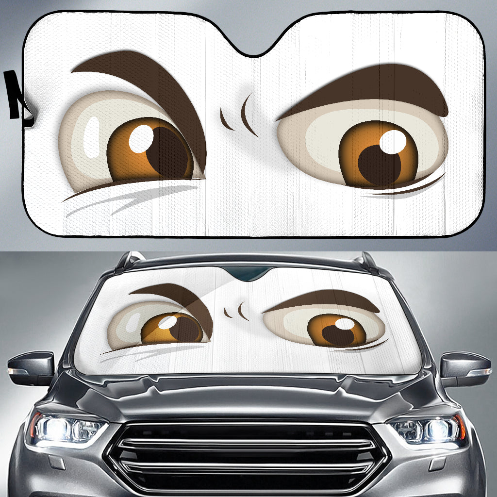 White Challenging Cartoon Eyes Car Auto Sun Shades Windshield Accessories Decor Gift Nearkii