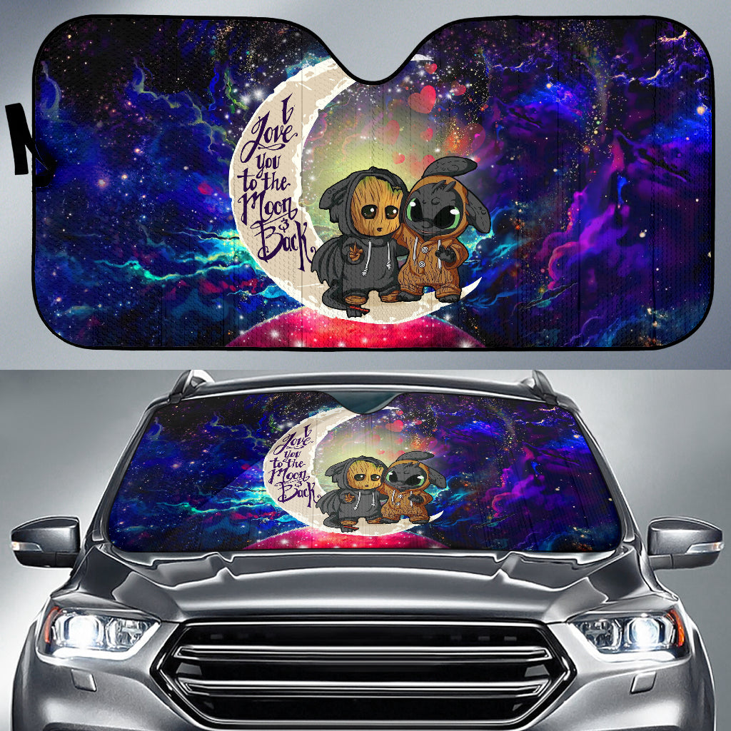 Groot And Toothless Love You To The Moon Galaxy Car Auto Sunshades Nearkii