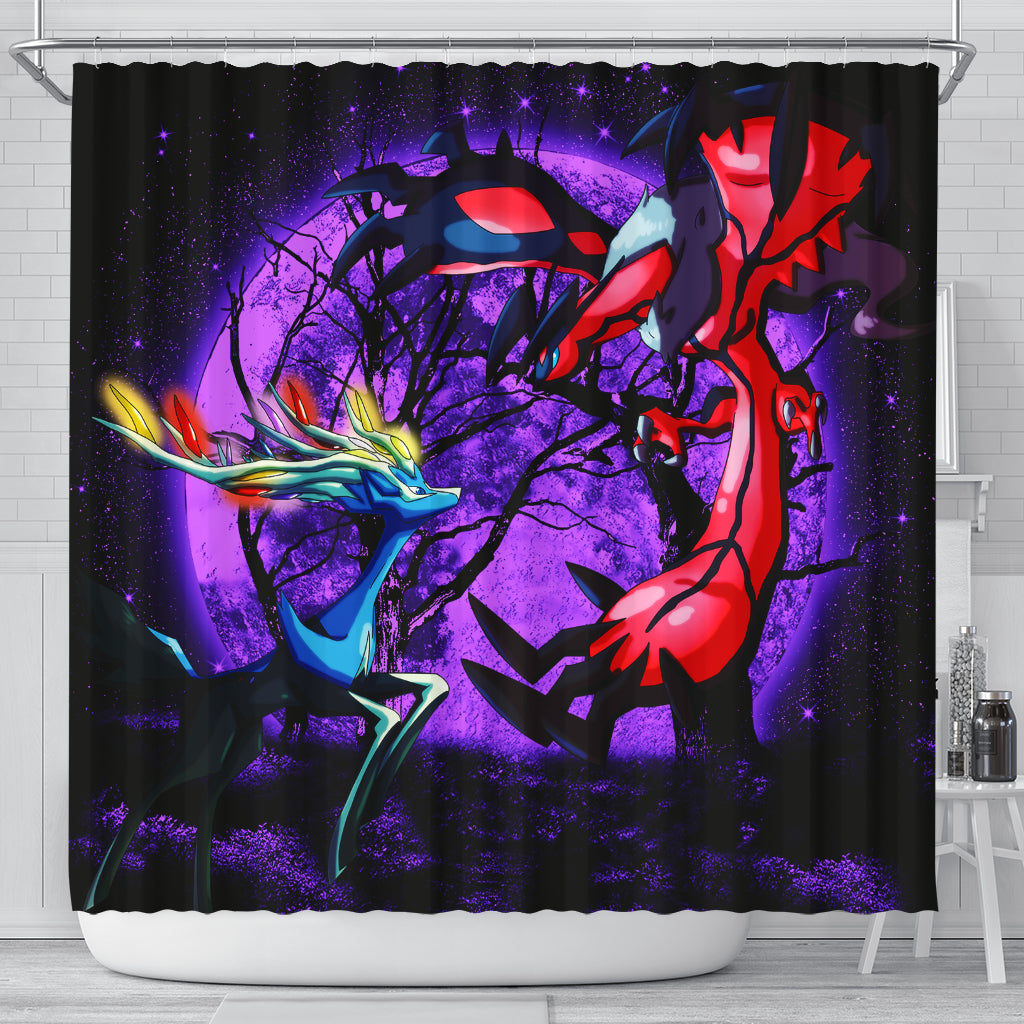 Pokemon X Y Yveltal And Xerneas Moonlight Shower Curtain Nearkii