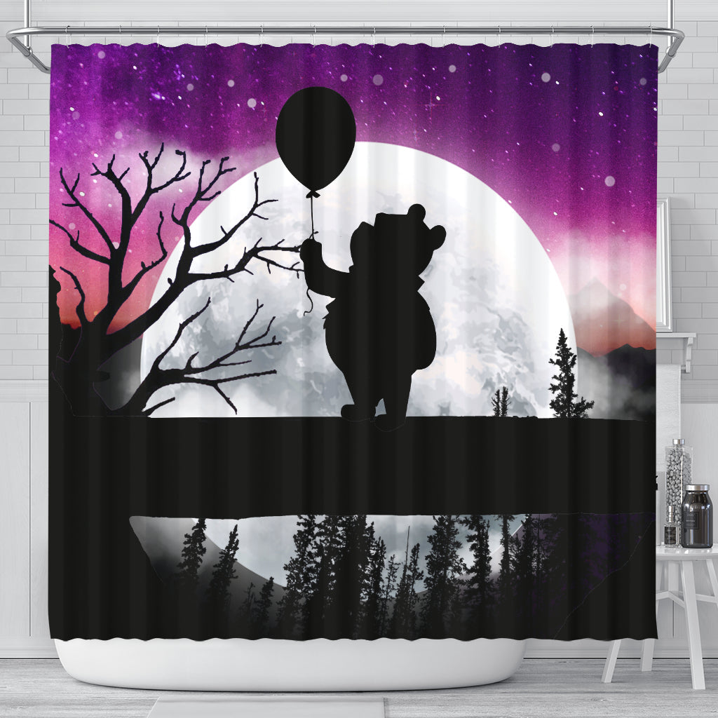 Winnie The Pooh Moon Night Shower Curtain Nearkii