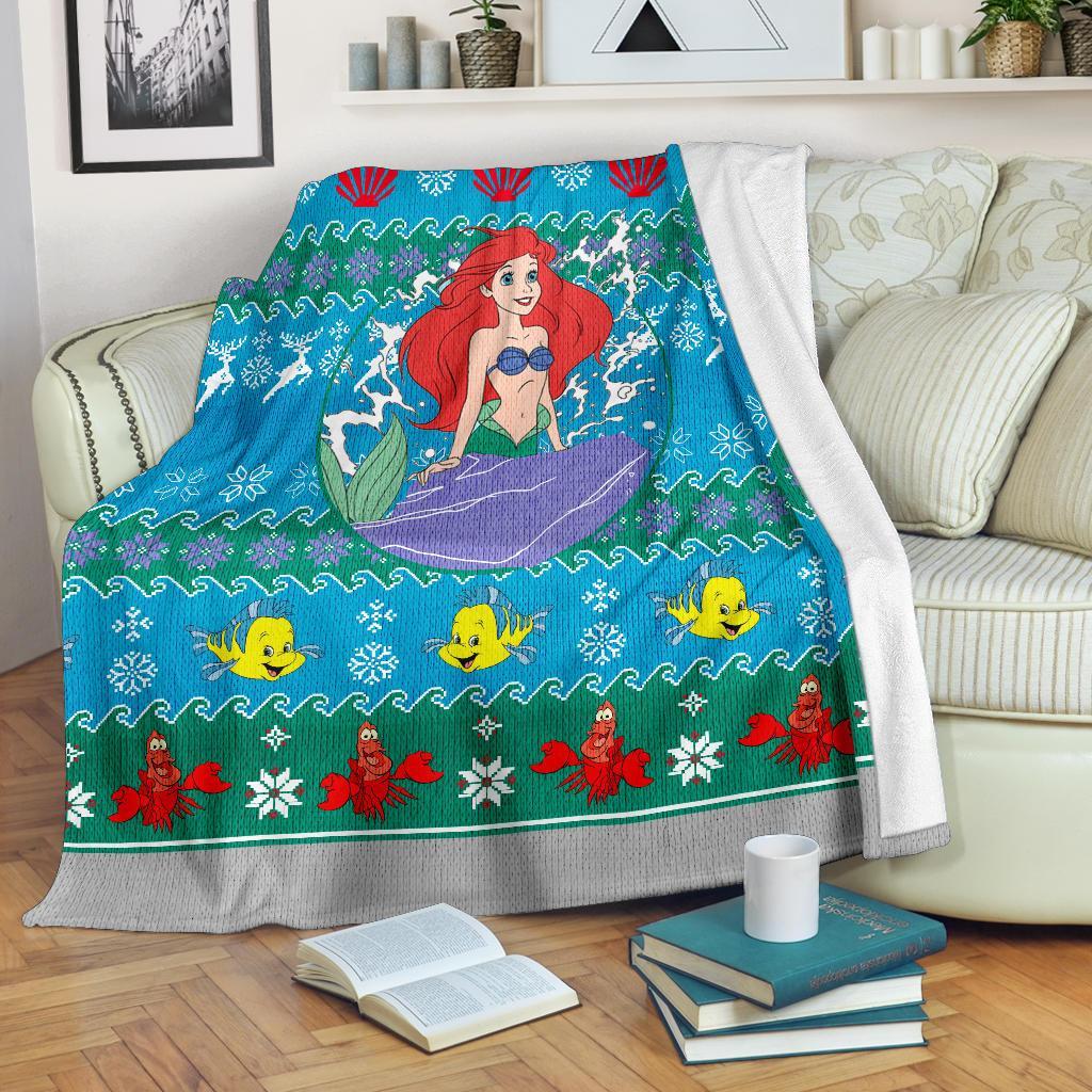 A Little Mermaid Ugly Christmas Custom Blanket Home Decor Nearkii