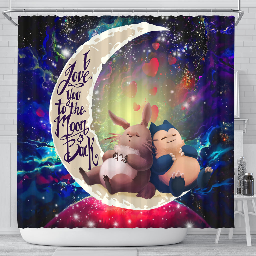 Totoro Ghibli Snorlax Pokemon Love You To The Moon Galaxy Shower Curtain Nearkii