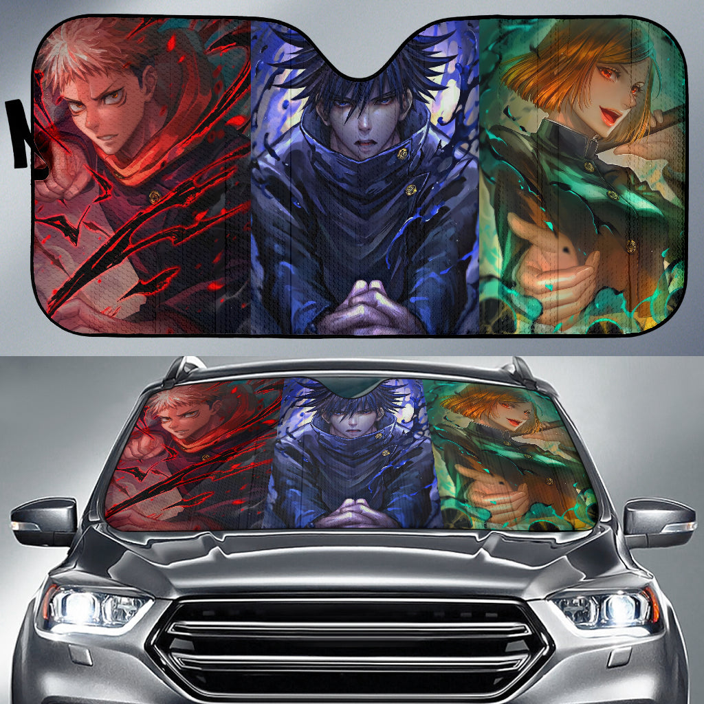 Jujutsu Kaisen Yuuji Megumi Nobara Art Car Auto Sunshades Nearkii