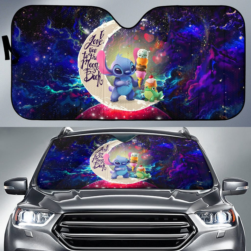 Cute Stitch Frog Icecream Love You To The Moon Galaxy Car Auto Sunshades Nearkii