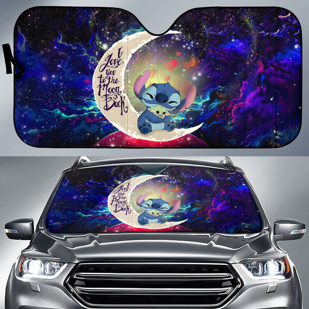 Stitch Hold Baby Yoda Love You To The Moon Galaxy Car Auto Sunshades Nearkii