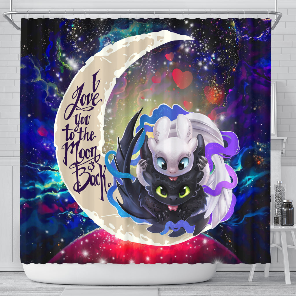 Toothless And Light Fury How To Train Your Dragon Love You To The Moon Galaxy Shower Curtain Nearkii