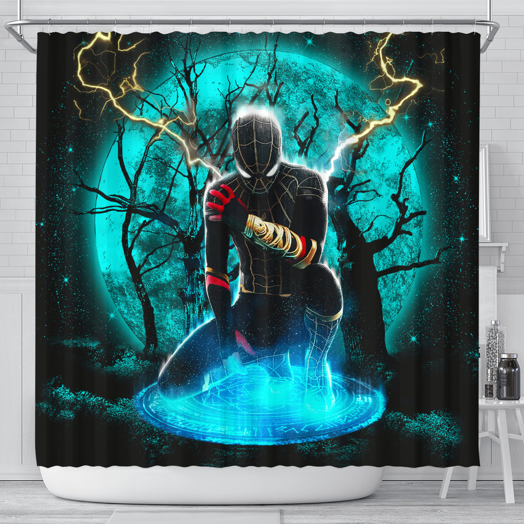 Spider Man Black Suit No Way Home Moonlight Shower Curtain Nearkii