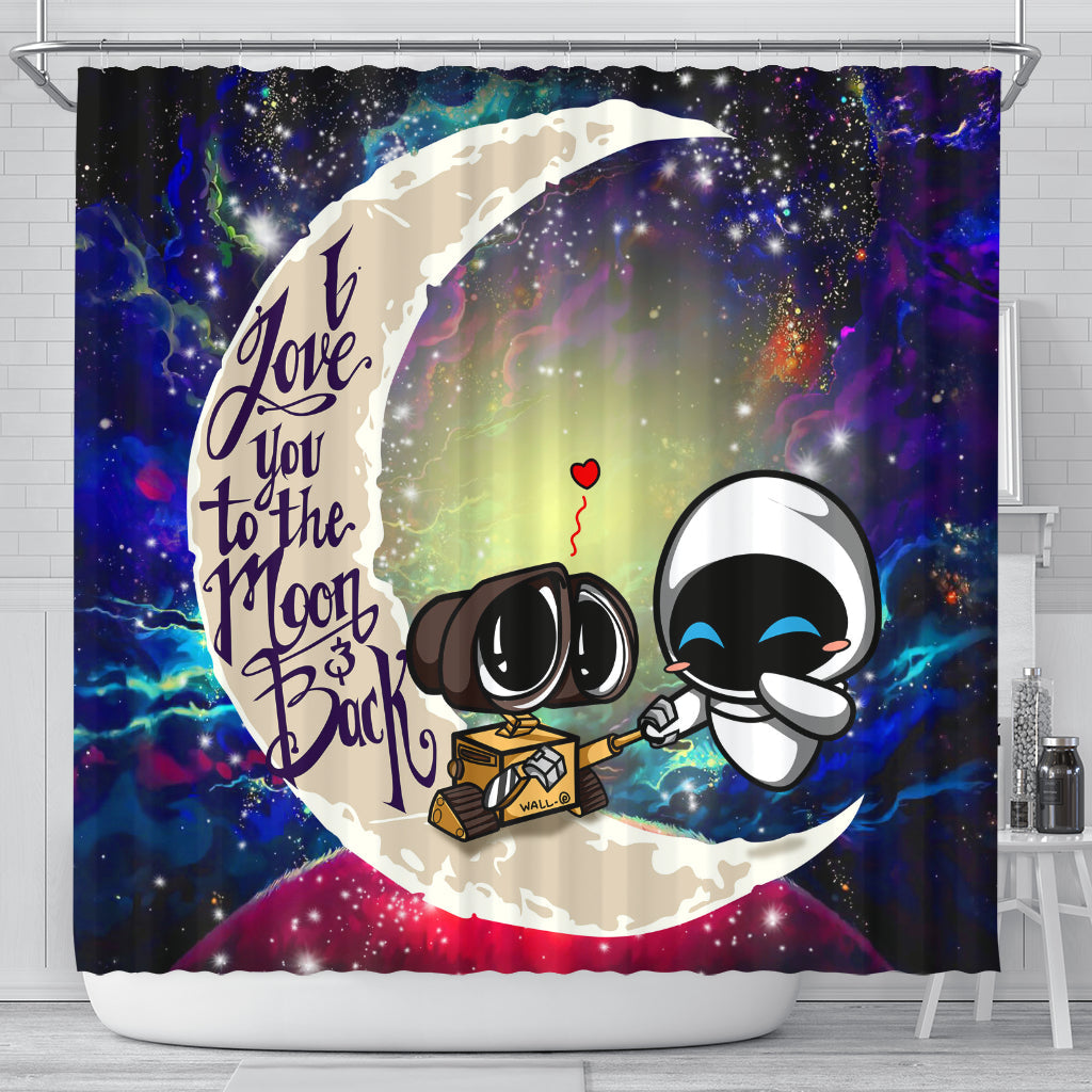 Wall-E Couple Love You To The Moon Galaxy Shower Curtain Nearkii